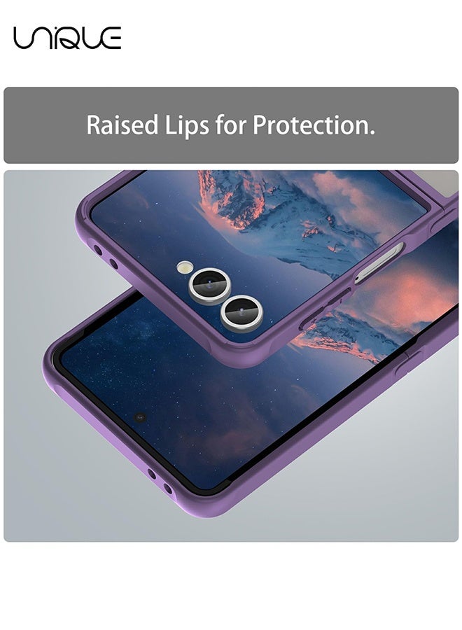 Unique Compatible with Samsung Galaxy Z Flip 7 Case - Translucent Frosted Phone Case - PC Durable Phone Protector - TPU Shockproof Protective Case - Purple - Image 4